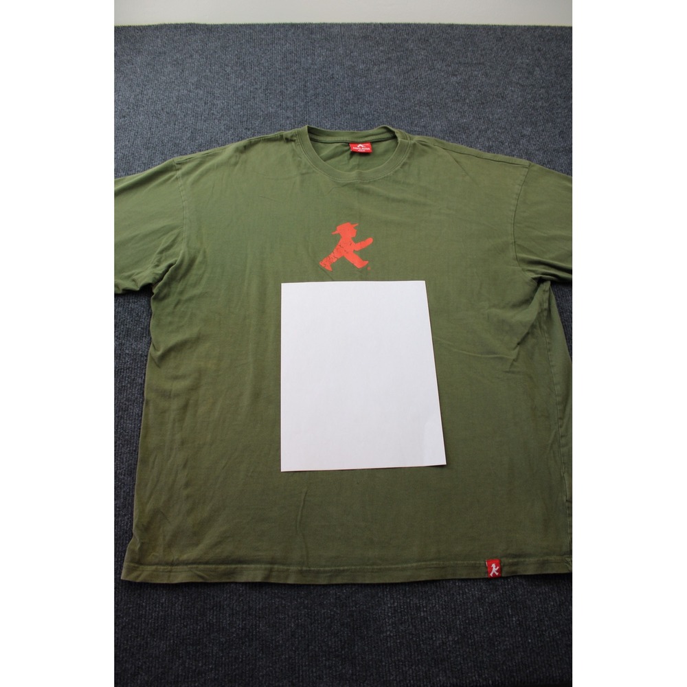 Ampelmann Berlin Mens XXL Olive Green Graphic T-Shirt Red Walking Man Logo Tee - Picture 2 of 6